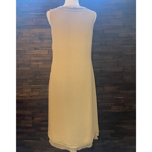 Ralph Lauren Purple Label Silk Cocktail Dress 6 Embellished Beaded Neck Tan $3K - Picture 4 of 16